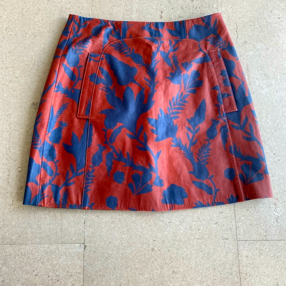 Tanya Taylor Stasha printed leather mini skirt